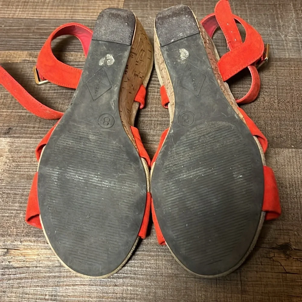 St Johns Bay Women's Red Peep Toe Flex Form Wedge Sandals Pasadena Size 8M Event
